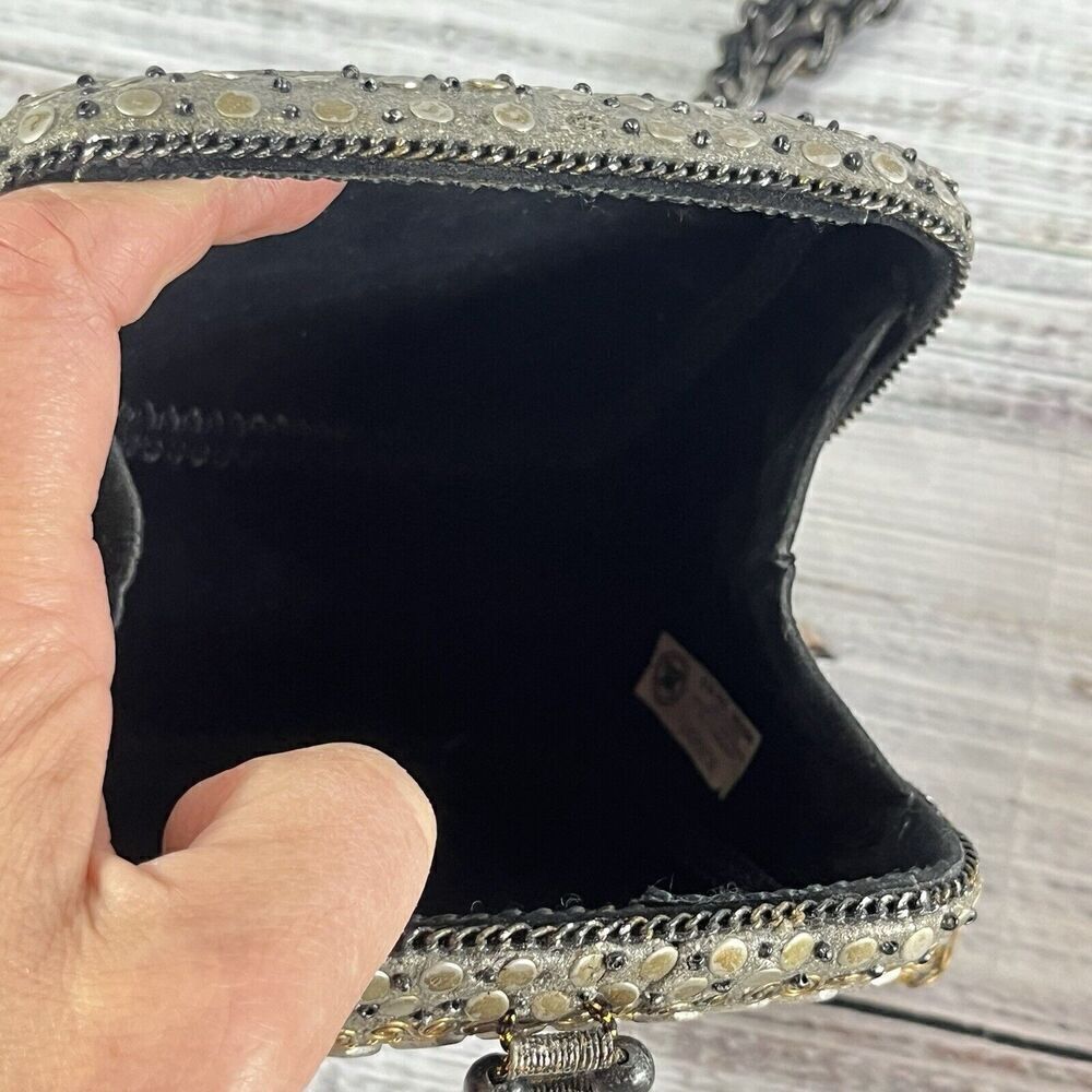 Vintage Metallic Gold Magnetic Snap Crossbody Purse Handbag Bag Wedding Evening - Picture 14 of 16